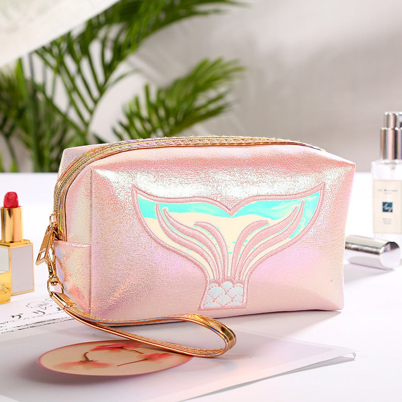Borsa Trucchi Colorata in PU con Cartone Animato a Coda di Pesce