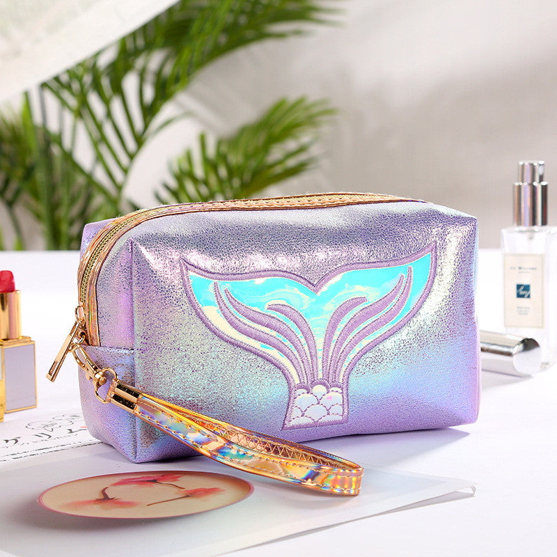 Borsa Trucchi Colorata in PU con Cartone Animato a Coda di Pesce