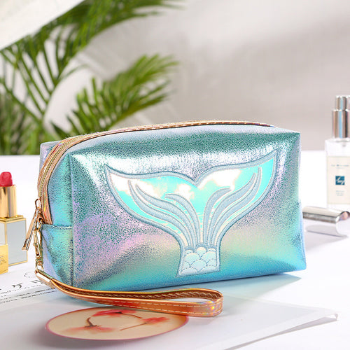 Borsa Trucchi Colorata in PU con Cartone Animato a Coda di Pesce