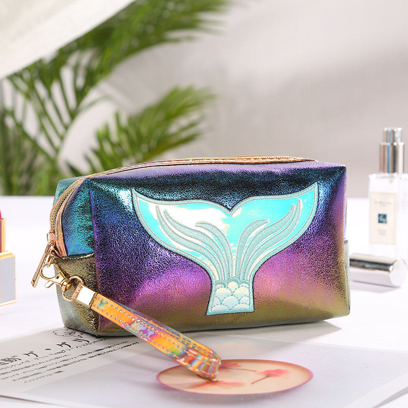 Borsa Trucchi Colorata in PU con Cartone Animato a Coda di Pesce