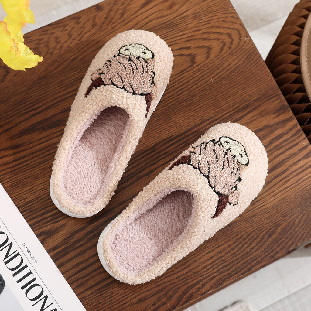 Pantofole in Cotone con Stampa Mucca delle Highlands – Idea Regalo Natale