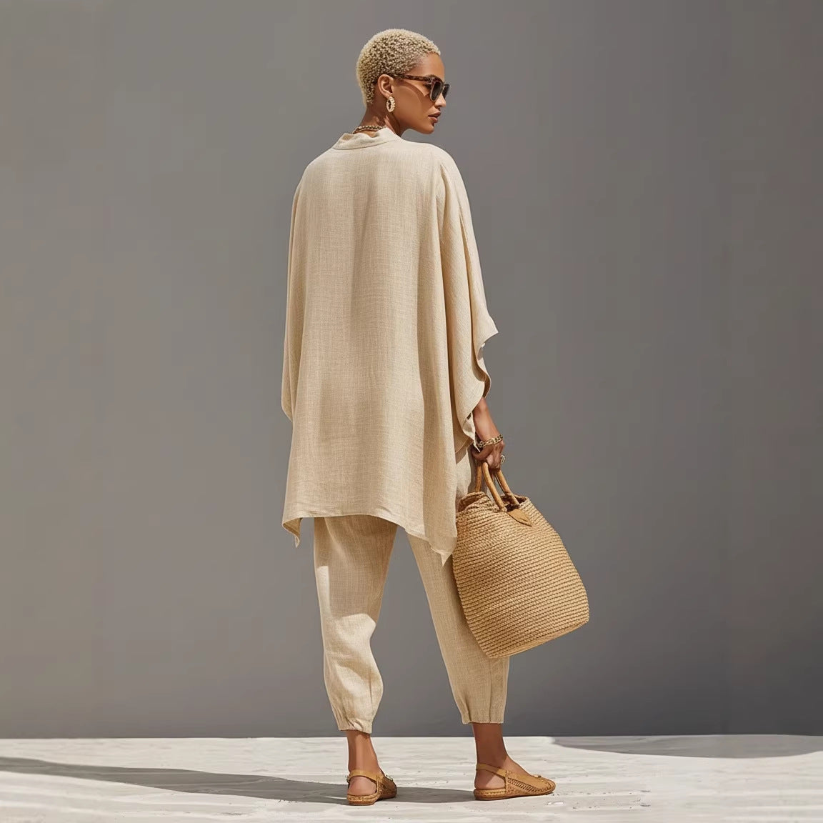 Completo Camicia e Pantaloni Casual Tinta Unita da Donna