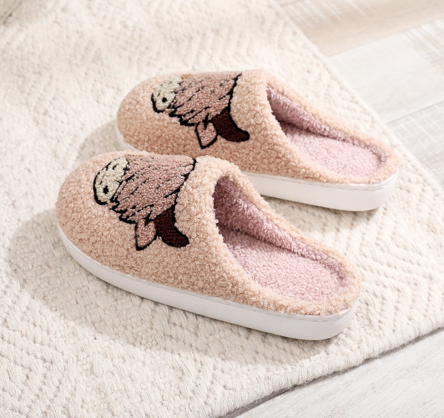 Pantofole in Cotone con Stampa Mucca delle Highlands – Idea Regalo Natale