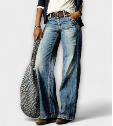 Jeans a Gamba Larga e Dritta Stile Casual Europeo-Americano – Donna